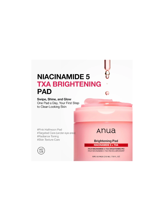 Anua - Niacinamide 5% TXA Brightening Pad – Tone Correcting Skincare Pads 60 Pads