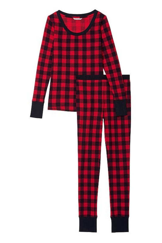 Victoria's Secret - Red Check- Thermal Pajama Set - TOPSHELF