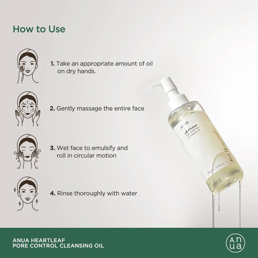 Anua Heartleaf Pore Control Cleansing Oil – Deep Cleansing Makeup Removing Oil