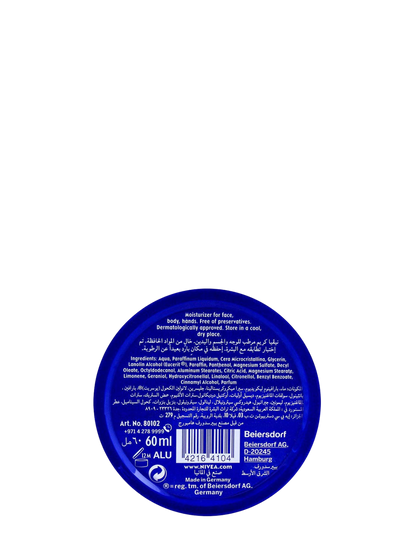 Nivea - Classic Cream Moisturizer Tin delivers intensive, long-lasting hydration for dry skin. Enriched with Eucerit & Panthenol.