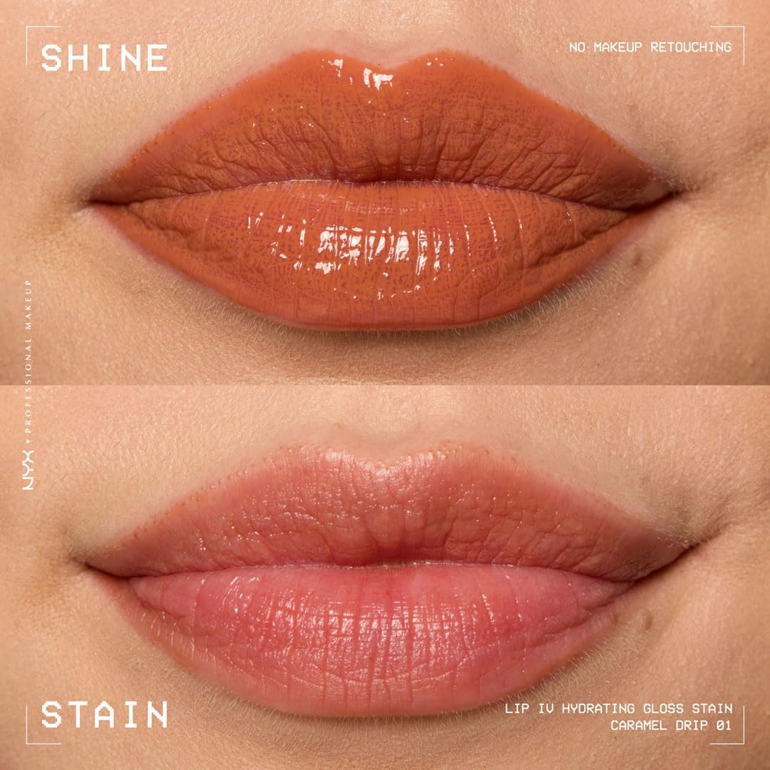 NYX - Lip IV Hydrating Gloss Stain, Lip Gloss, Up to 12HR Hydration, High Pigment, Wet Shine Finish