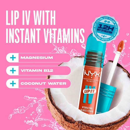 NYX - Lip IV Hydrating Gloss Stain, Lip Gloss, Up to 12HR Hydration, High Pigment, Wet Shine Finish