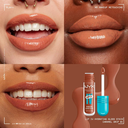 NYX - Lip IV Hydrating Gloss Stain, Lip Gloss, Up to 12HR Hydration, High Pigment, Wet Shine Finish