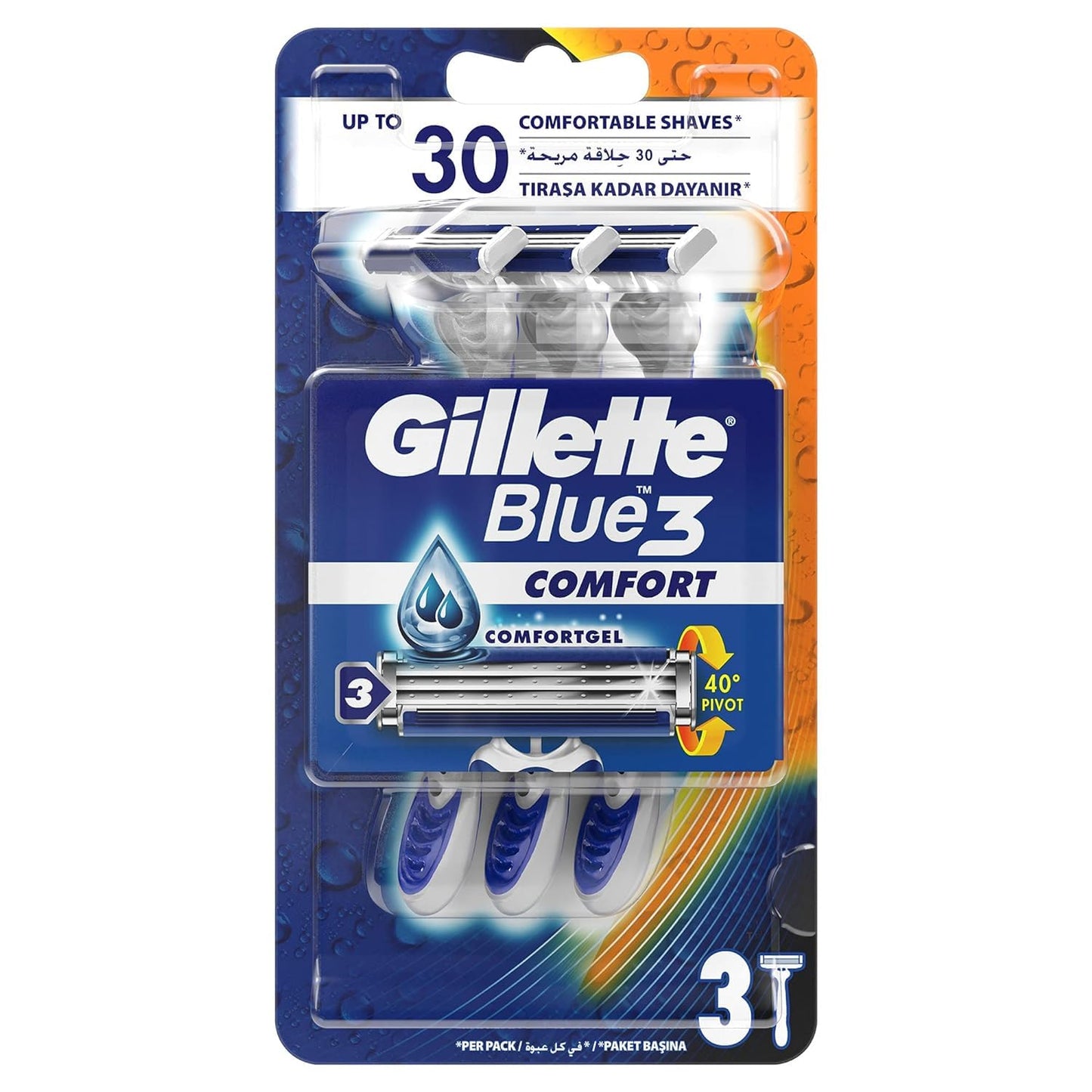 Gillette Blue 3 disposable shaving razor, 3 pack