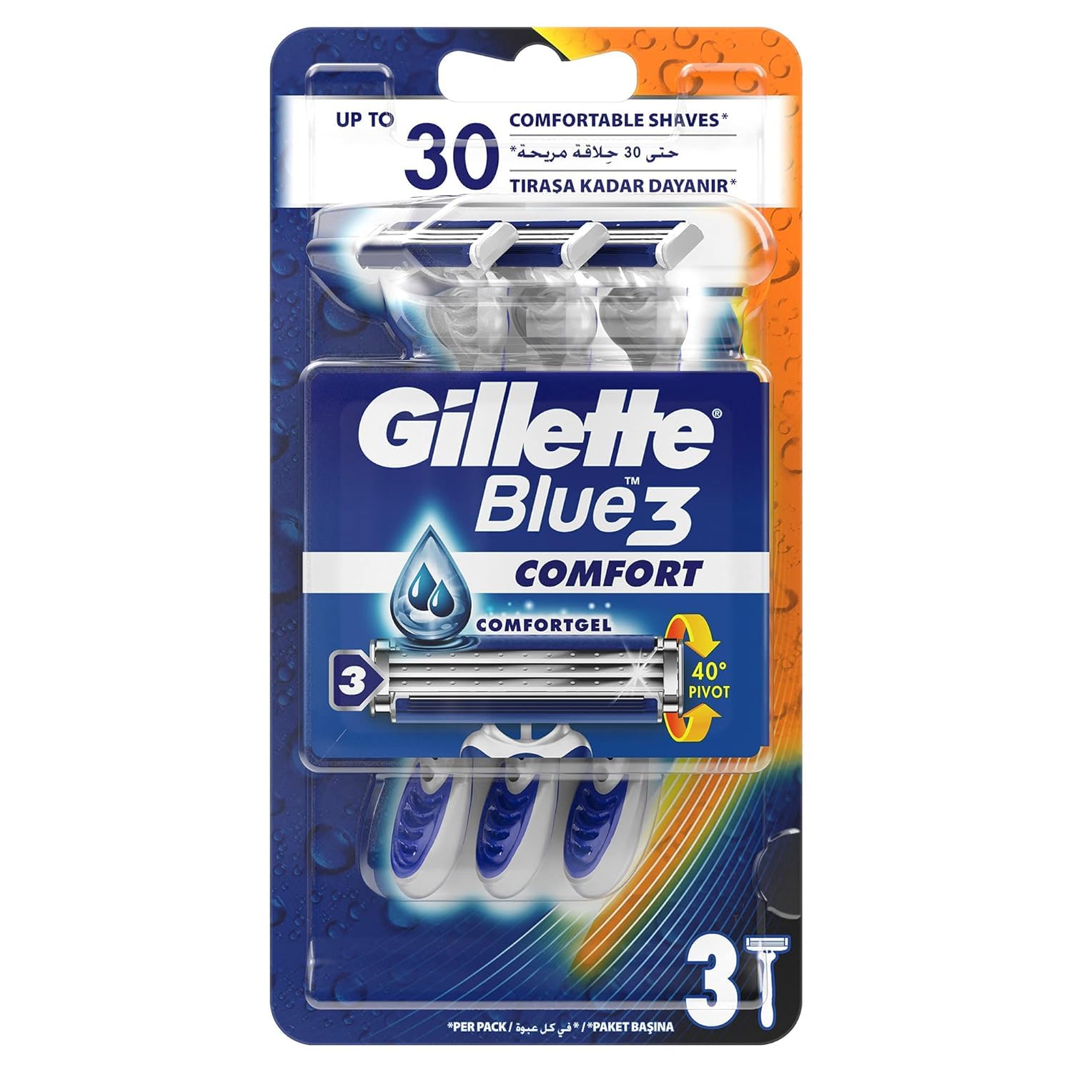 Gillette Blue 3 disposable shaving razor, 3 pack