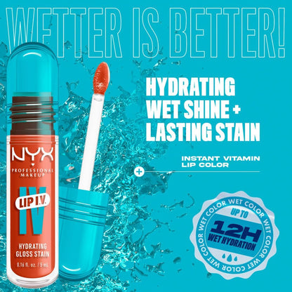 NYX - Lip IV Hydrating Gloss Stain, Lip Gloss, Up to 12HR Hydration, High Pigment, Wet Shine Finish