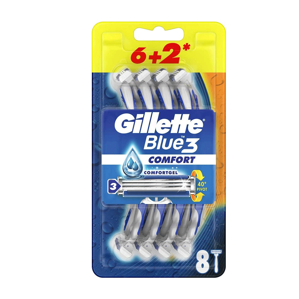 Gillette Blue 3 - Disposable Shaving Razor with Comfort Gel - 3 Razors