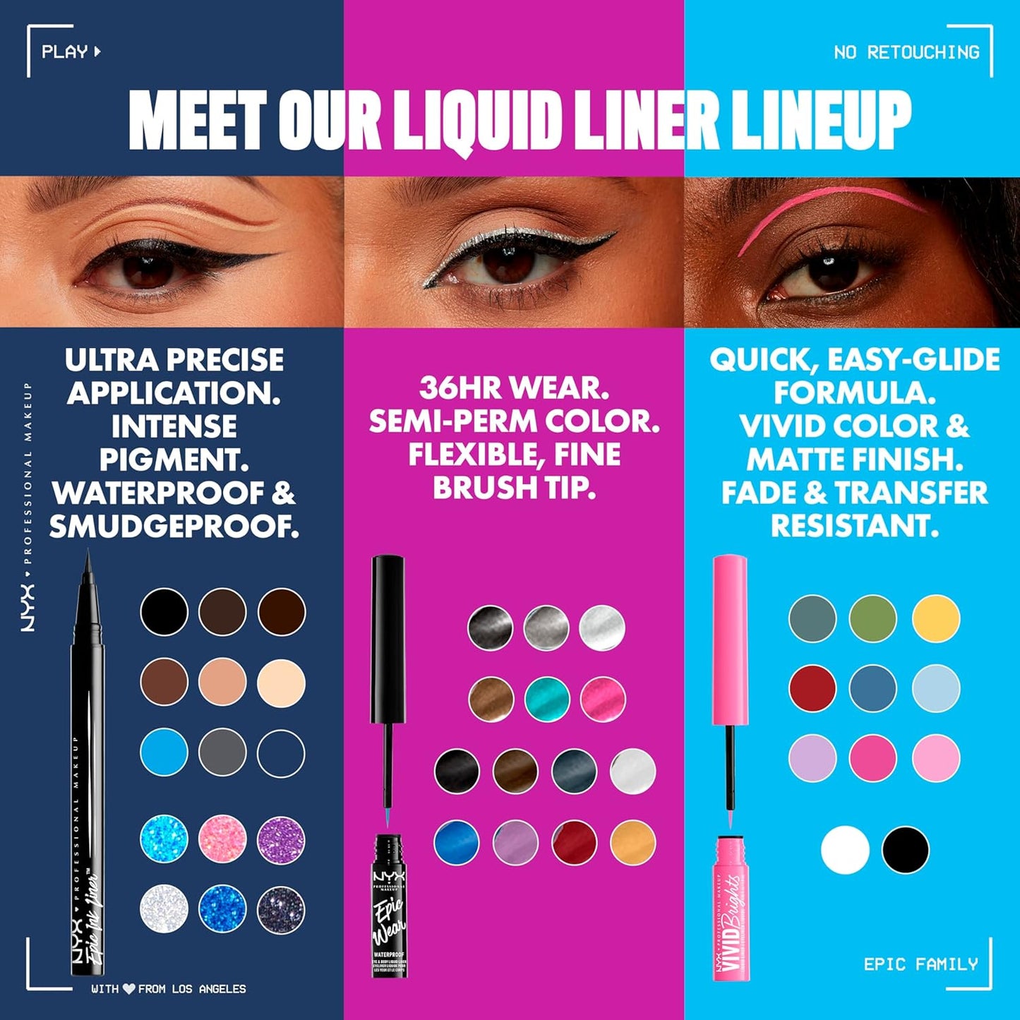 NYX - Epic Ink Liner, Waterproof Matte Liquid Eyeliner with Vegan Formula - Stone Washed
