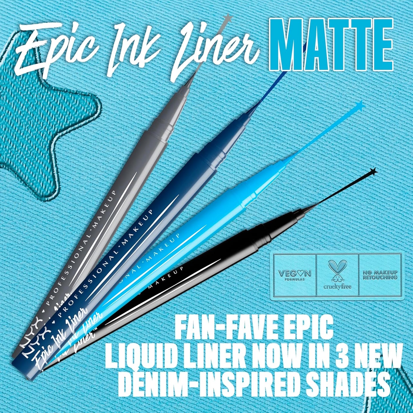 NYX - Epic Ink Liner, Waterproof Matte Liquid Eyeliner with Vegan Formula - Stone Washed