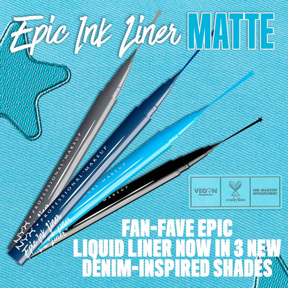 NYX - Epic Ink Liner, Waterproof Matte Liquid Eyeliner with Vegan Formula - Stone Washed