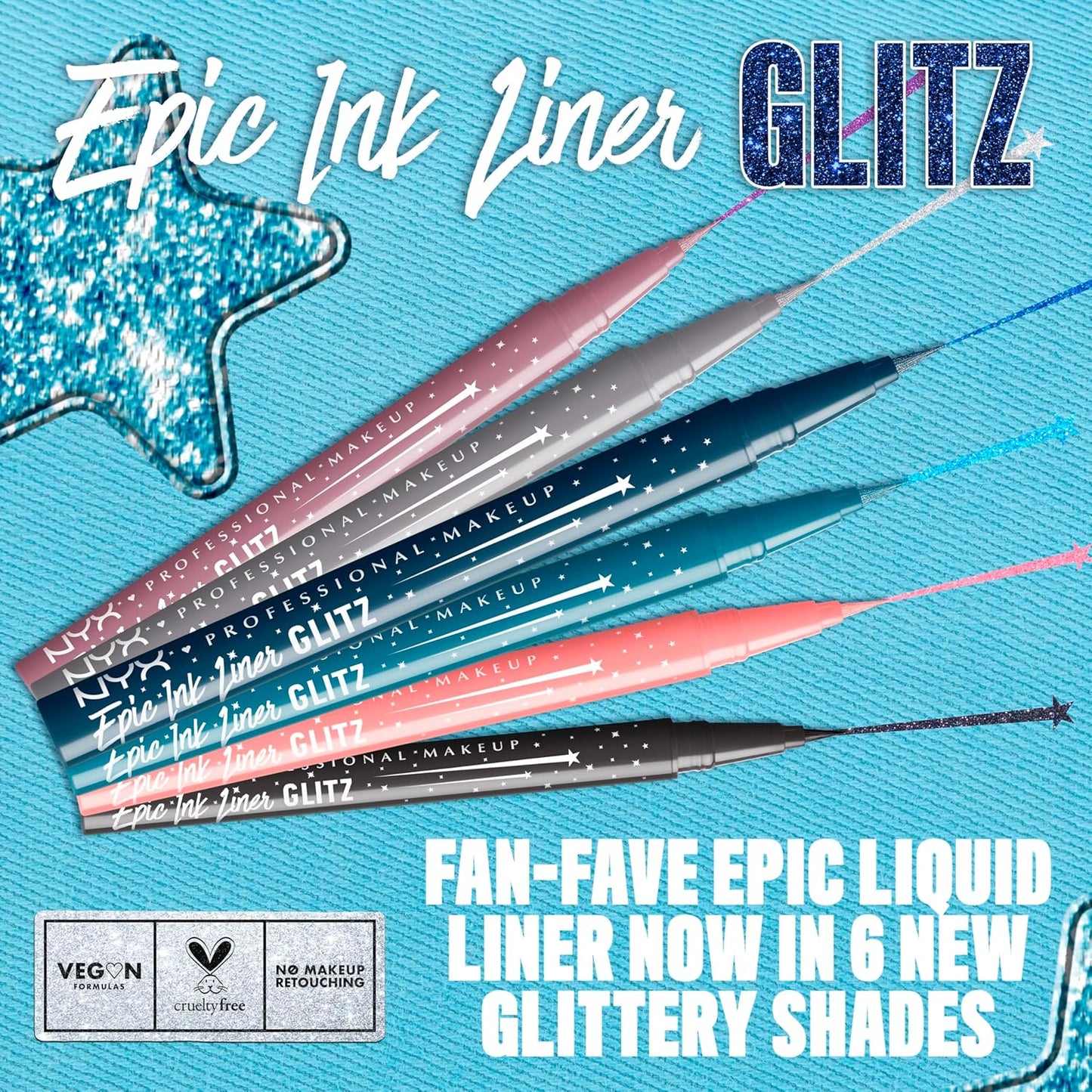 NYX - Epic Ink Glitz Liner, Waterproof Metallic Liquid Eyeliner with Vegan Formula