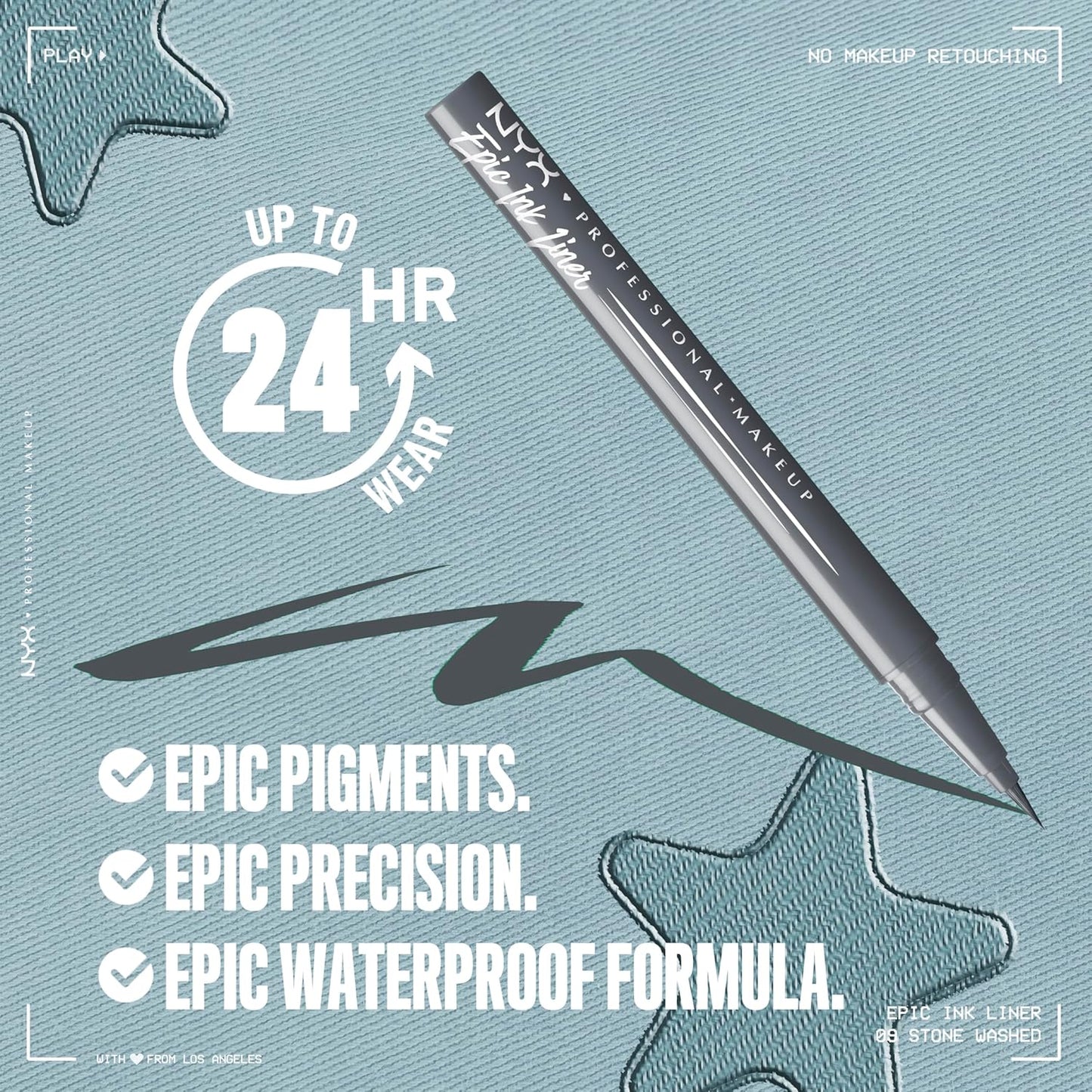 NYX - Epic Ink Liner, Waterproof Matte Liquid Eyeliner with Vegan Formula - Stone Washed