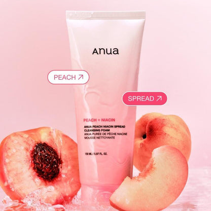 Anua - Peach Niacin Spread Cleansing Foam – Brightening Gentle Facial Cleanser