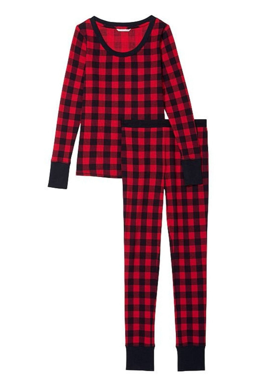 Victoria's Secret - Red Check- Thermal Pajama Set - TOPSHELF