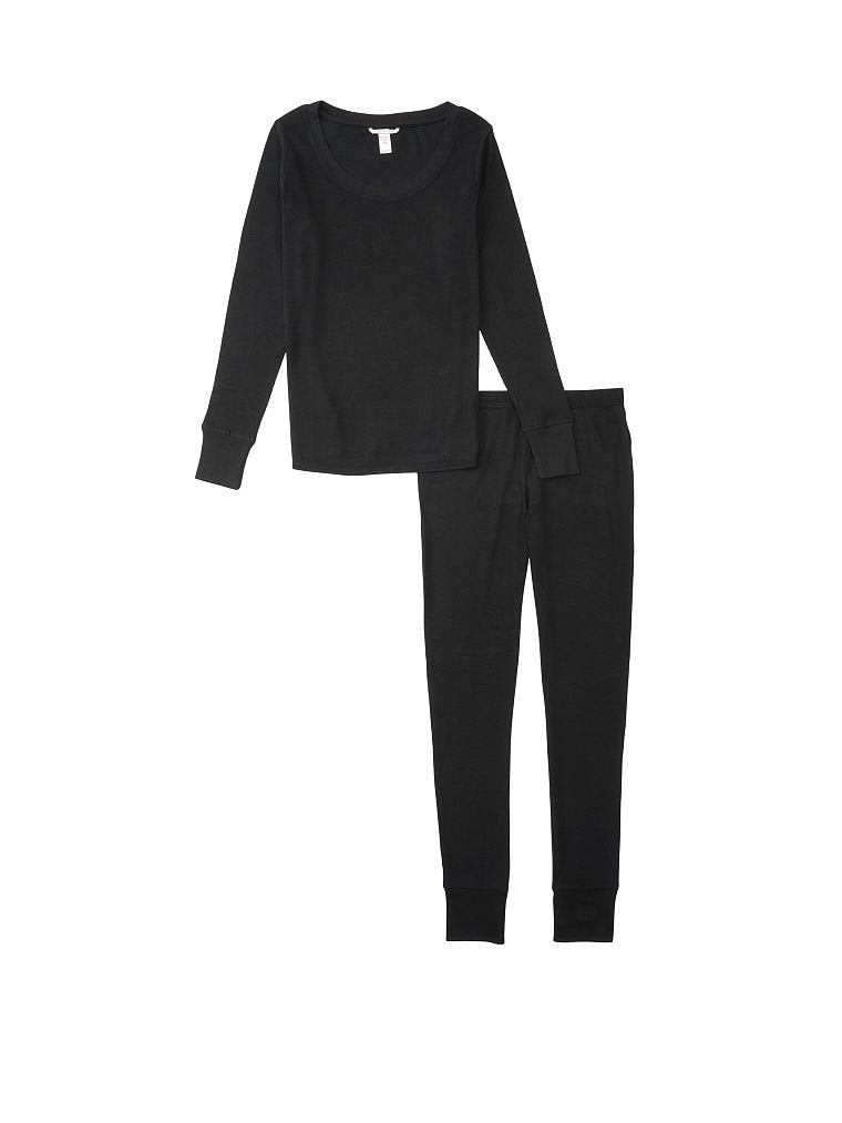 Victoria's Secret - Black Thermal Pajama Set - TOPSHELF