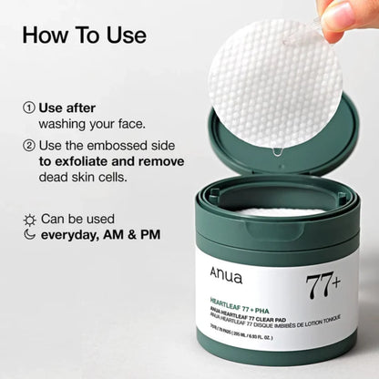 Anua - Heartleaf 77% Clear Pad – Soothing Exfoliating Toner Pads